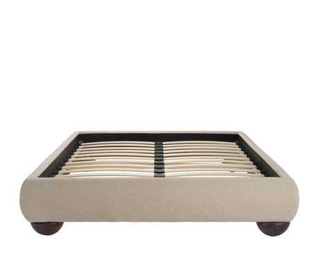 Leona Beige Fabric Bed Frame - FurniComp