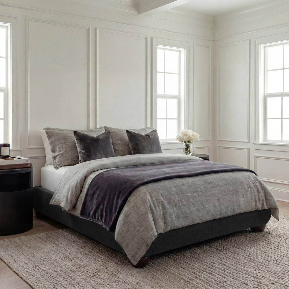 Leona Charcoal Fabric Bed Frame - FurniComp