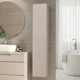 Lesley 1 Door Cashmere Tall Wall Mounted Bathroom Cabinet - FurniComp