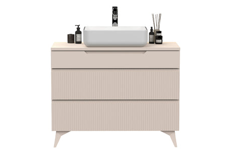 Lesley Cashmere 3 Drawer 1000mm Free Standing Vanity Unit with Basin - FurniComp