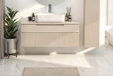 Lesley Cashmere 2 Drawer 1000mm Wall Mounted Vanity Unit with Basin - FurniComp