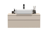 Lesley Cashmere 2 Drawer 1000mm Wall Mounted Vanity Unit with Basin - FurniComp