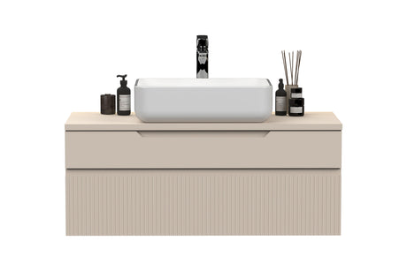 Lesley Cashmere 2 Drawer 1000mm Wall Mounted Vanity Unit with Basin - FurniComp