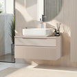 Lesley Cashmere 2 Drawer 800mm Wall Mounted Vanity Unit with Basin - FurniComp