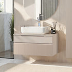 Lesley Cashmere 2 Drawer 800mm Wall Mounted Vanity Unit with Basin - FurniComp