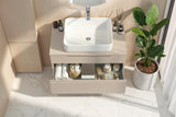 Lesley Cashmere 2 Drawer 800mm Wall Mounted Vanity Unit with Basin - FurniComp