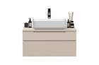 Lesley Cashmere 2 Drawer 800mm Wall Mounted Vanity Unit with Basin - FurniComp