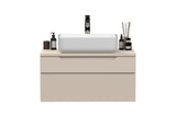 Lesley Cashmere 2 Drawer 800mm Wall Mounted Vanity Unit with Basin - FurniComp