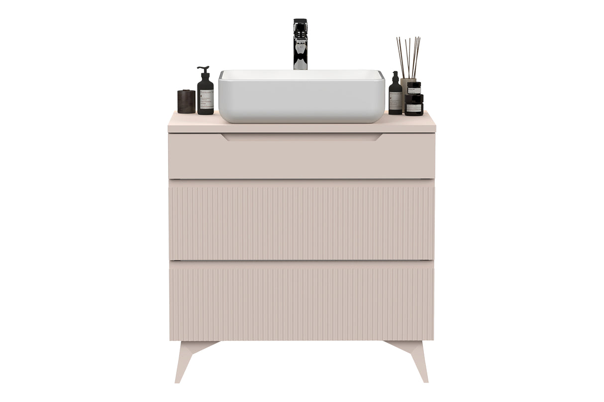 Lesley Cashmere 3 Drawer 800mm Free Standing Vanity Unit with Basin - FurniComp