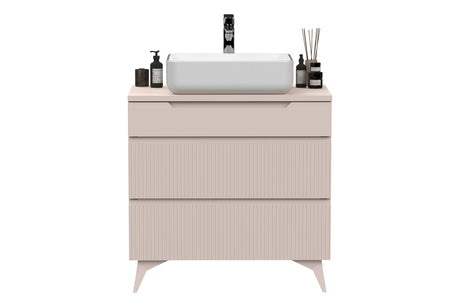 Lesley Cashmere 3 Drawer 800mm Free Standing Vanity Unit with Basin - FurniComp