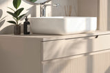 Lesley Cashmere 2 Drawer 800mm Wall Mounted Vanity Unit with Basin - FurniComp