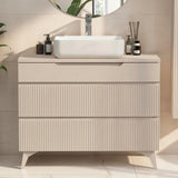 Lesley Cashmere 3 Drawer 1000mm Free Standing Vanity Unit with Basin - FurniComp