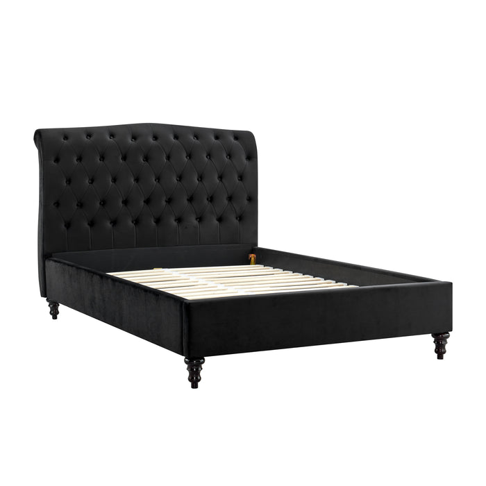 Lia Black Velvet Fabric Bed Frame - FurniComp