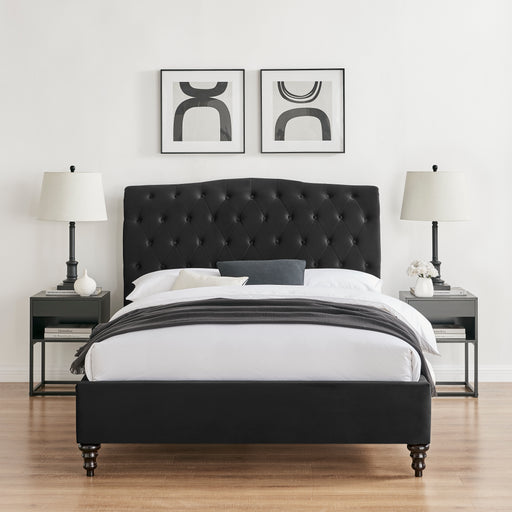 Lia Black Velvet Fabric Bed Frame - FurniComp