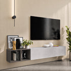 Combo 194cm Floating Wall Hung TV Entertainment Unit – Light Chalk Grey & Black Lava - FurniComp