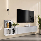 Combo 194cm Floating Wall Hung TV Entertainment Unit – Light Chalk Grey & White Gloss - FurniComp