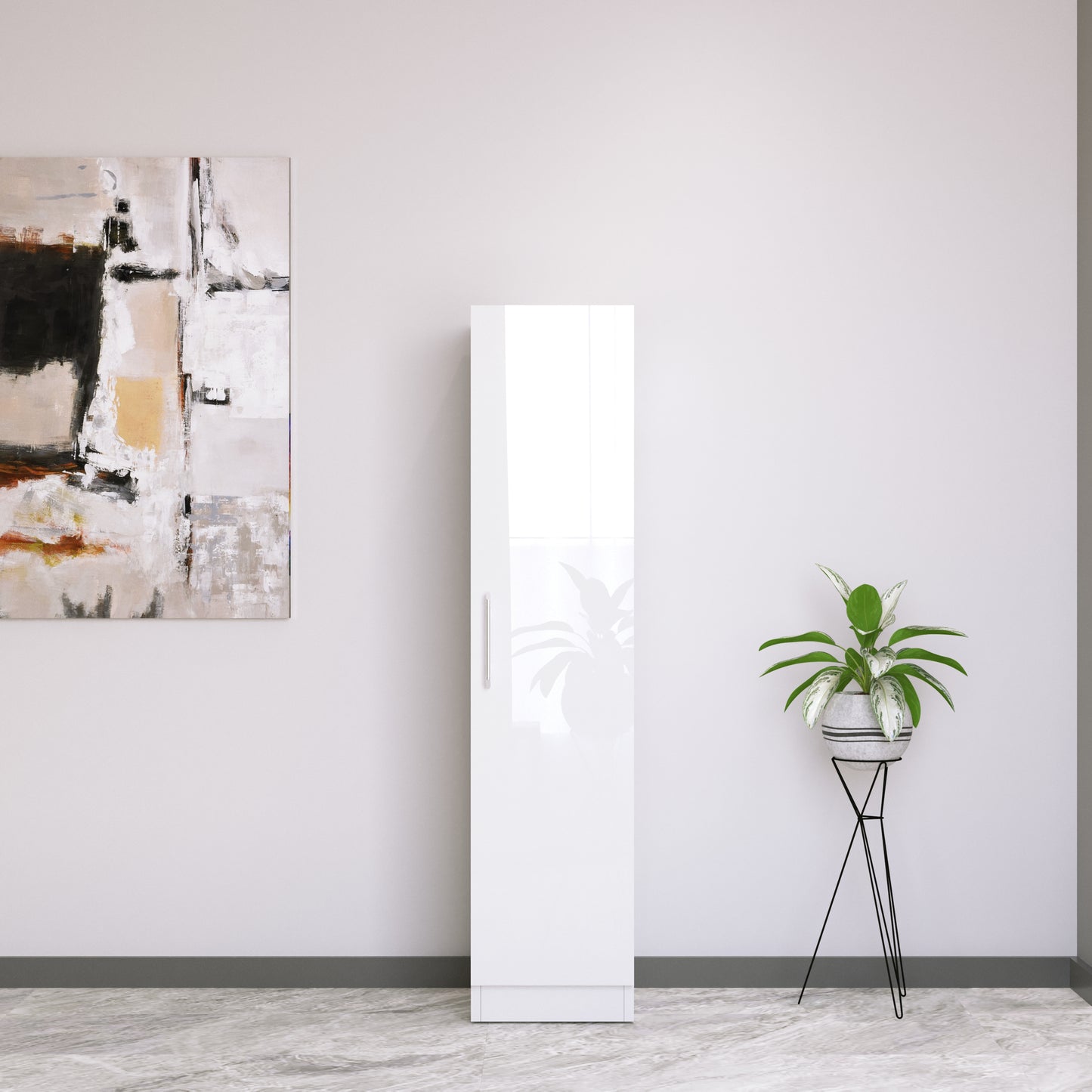 Lily High Gloss White 1 Door Wardrobe - FurniComp