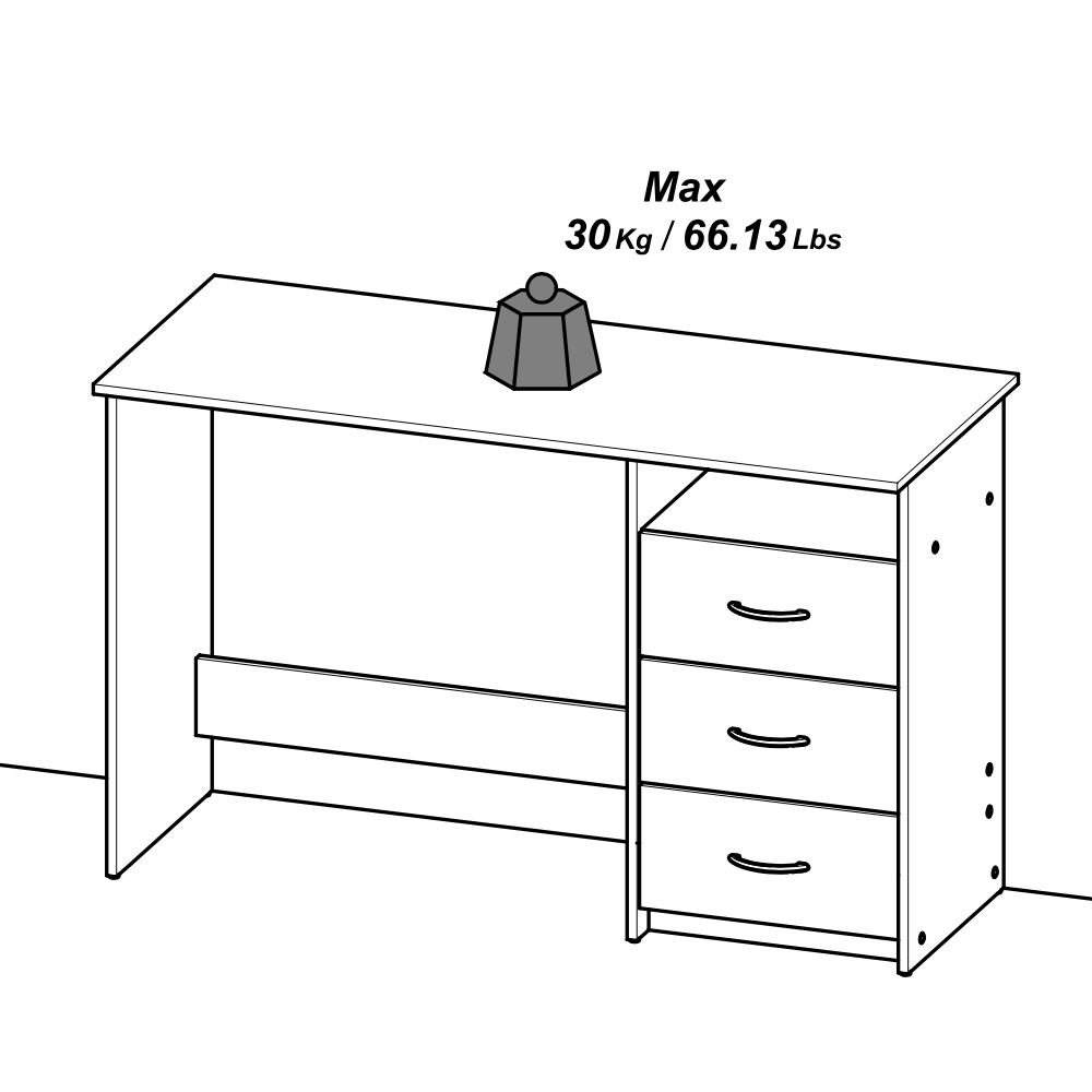 London White Office Study Desk with Drawers - FurniComp