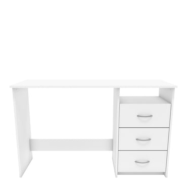 London White Office Study Desk with Drawers - FurniComp