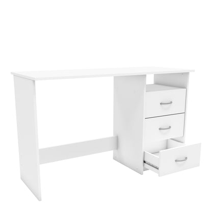 London White Office Study Desk with Drawers - FurniComp