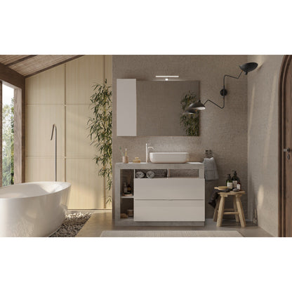 Lorenzo White Gloss & Concrete Grey 2 Drawer 1100mm Free Standing Vanity Unit with Basin - FurniComp