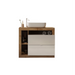 Lorenzo White Gloss & Cadiz Oak 2 Drawer 1100mm Free Standing Vanity Unit with Basin - FurniComp