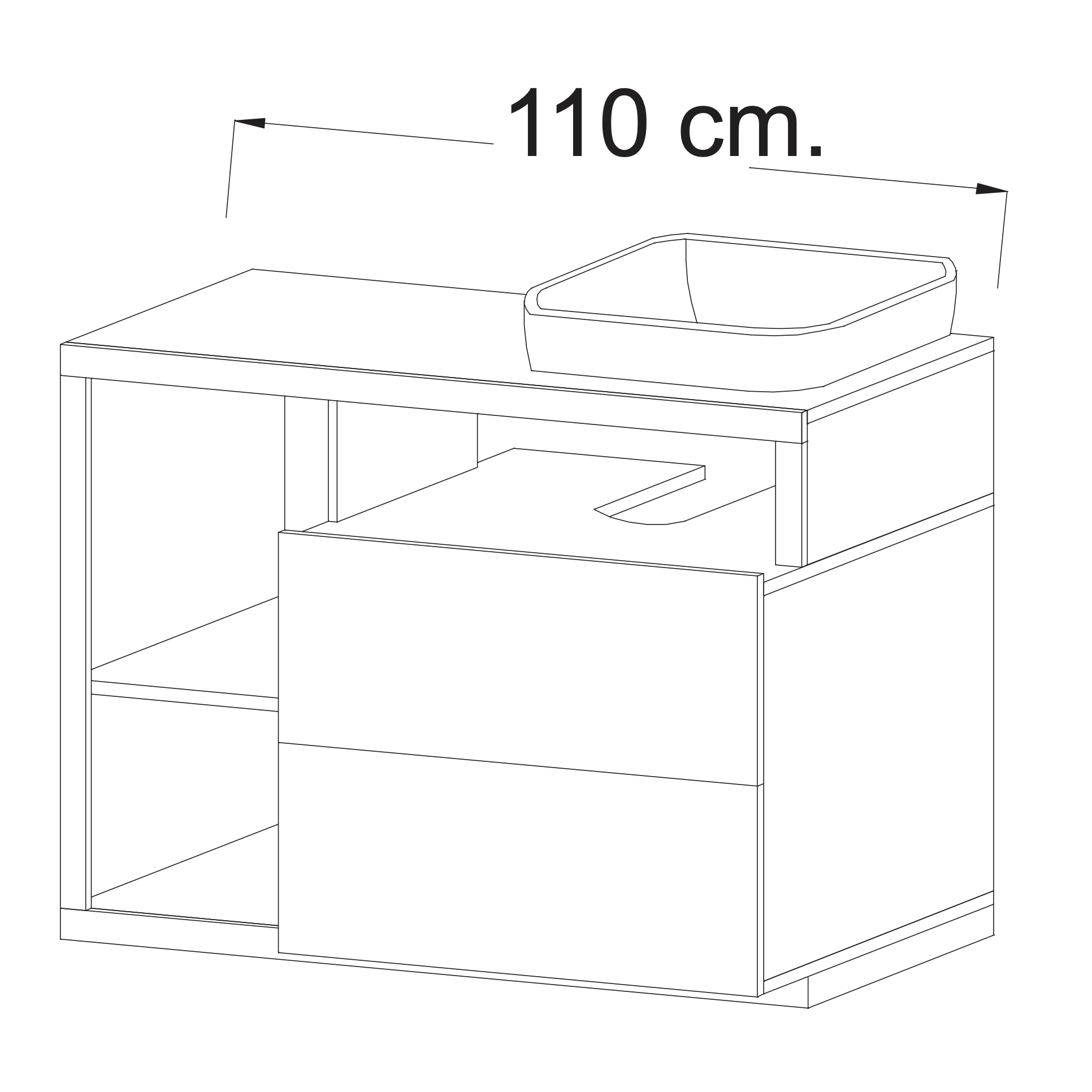 Lorenzo White Gloss & Concrete Grey 2 Drawer 1100mm Free Standing Vanity Unit with Basin - FurniComp