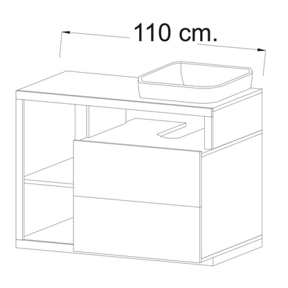 Lorenzo White Gloss & Concrete Grey 2 Drawer 1100mm Free Standing Vanity Unit with Basin - FurniComp