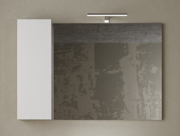 Lorenzo 110cm White Gloss & Concrete Grey Mirrored Bathroom Cabinet With LED Light - FurniComp