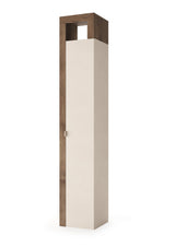 Lorenzo 1 Door Cashmere and Mercure Oak Tall Bathroom Storage Cupboard - FurniComp