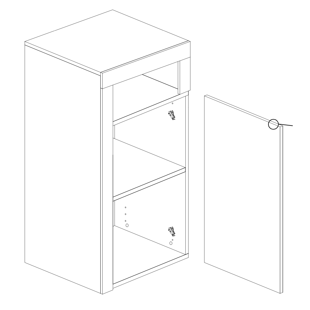 Lorenzo 1 Door White Gloss and Cadiz Oak Small Bathroom Storage Cabinet - FurniComp