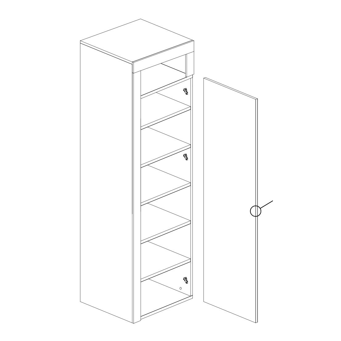 Lorenzo 1 Door White Gloss and Cadiz Oak Tall Bathroom Storage Cupboard - FurniComp