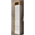 Lorenzo 1 Door White Gloss and Cadiz Oak Tall Bathroom Storage Cupboard - FurniComp