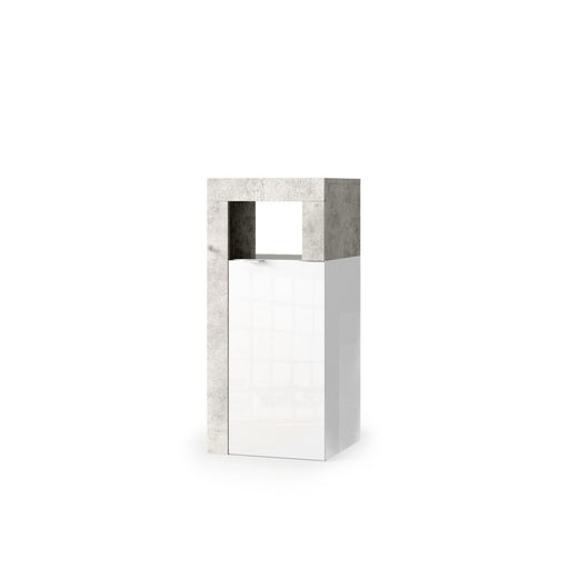 Lorenzo 1 Door White Gloss and Concrete Grey Small Bathroom Storage Cabinet - FurniComp