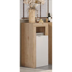 Lorenzo 1 Door White Gloss and Cadiz Oak Small Bathroom Storage Cabinet - FurniComp