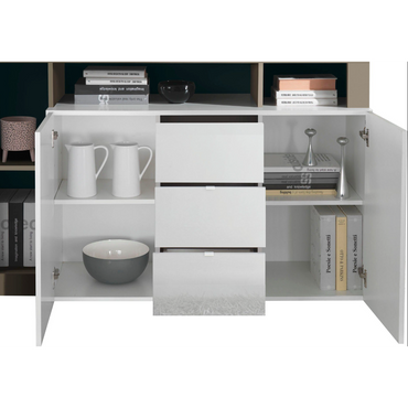 Lorenzo 2 Door 3 Drawer White Gloss and Anthracite Sideboard - FurniComp