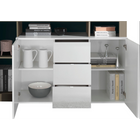 Lorenzo 2 Door 3 Drawer White Gloss and Natural Oak Sideboard - FurniComp