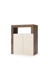 Lorenzo 2 Door Cashmere and Mercure Oak Large Bathroom Storage Cabinet - FurniComp