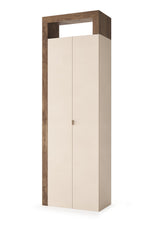 Lorenzo 2 Door Cashmere and Mercure Oak Tall Bathroom Storage Cupboard - FurniComp