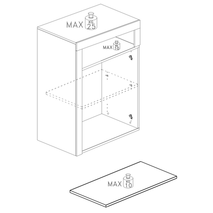 Lorenzo 2 Door White Gloss and Cadiz Oak Large Bathroom Storage Cabinet - FurniComp