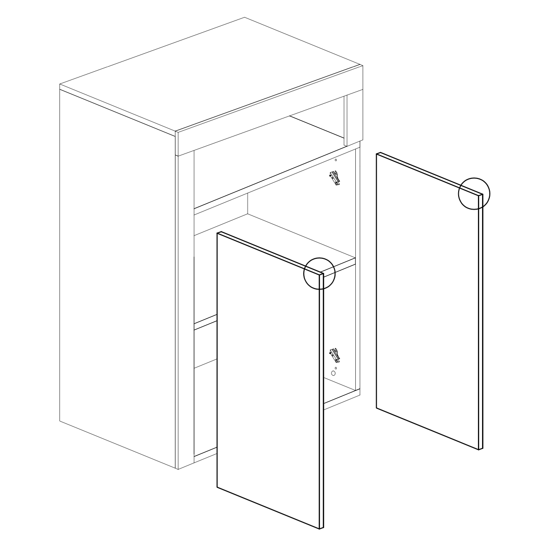 Lorenzo 2 Door White Gloss and Cadiz Oak Large Bathroom Storage Cabinet - FurniComp