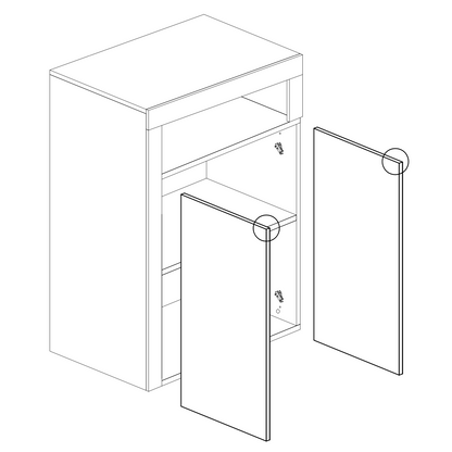 Lorenzo 2 Door White Gloss and Cadiz Oak Large Bathroom Storage Cabinet - FurniComp