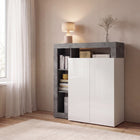 Lorenzo 2 Door White Gloss and Anthracite Tall Sideboard/Highboard - FurniComp