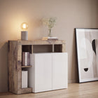 Lorenzo 2 Door White Gloss and Natural Oak Sideboard - FurniComp
