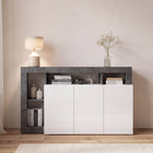 Lorenzo 3 Door White Gloss and Anthracite Sideboard - FurniComp