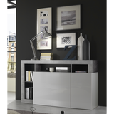 Lorenzo 3 Door White Gloss and Concrete Grey Sideboard - FurniComp