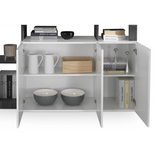 Lorenzo 3 Door White Gloss and Concrete Grey Sideboard - FurniComp