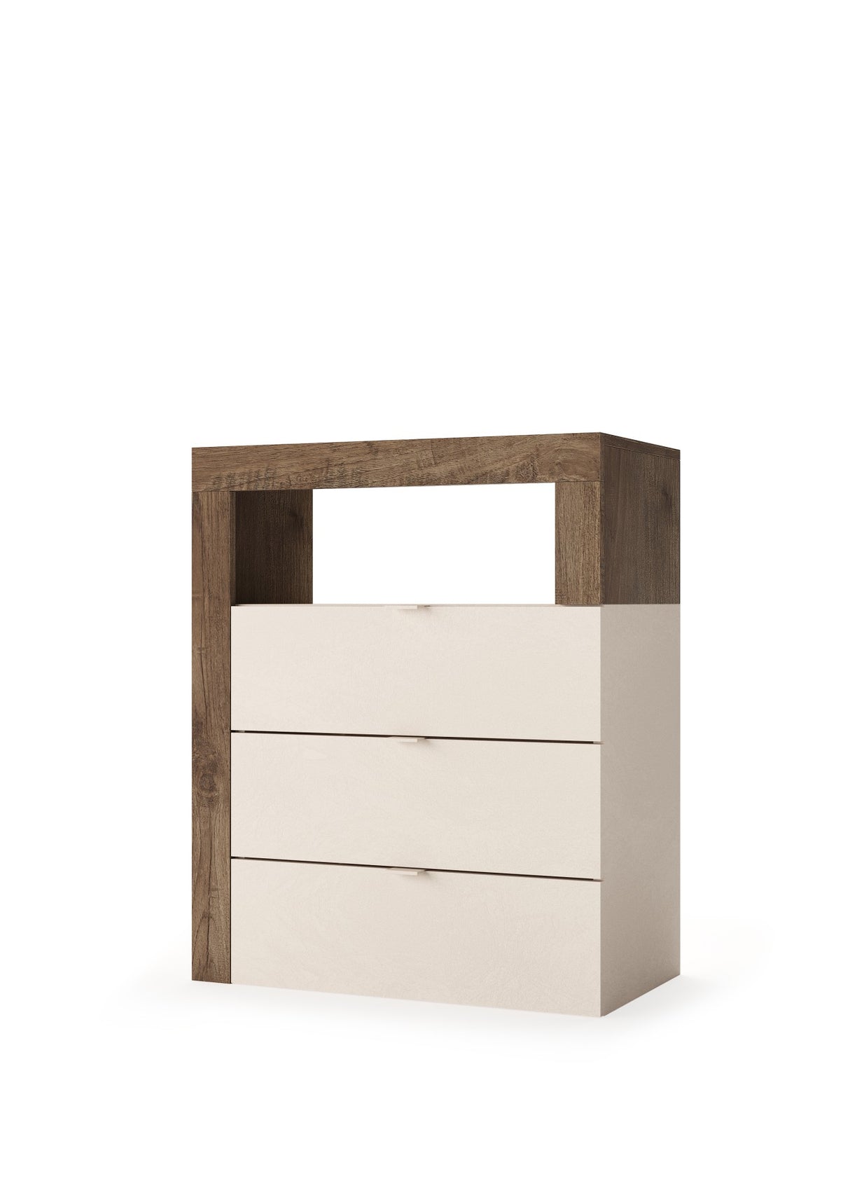 Lorenzo 3 Drawer Cashmere and Mercure Oak Large Chest of Drawers - FurniComp
