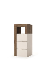 Lorenzo 3 Drawer Cashmere and Mercure Oak Small Chest of Drawers - FurniComp