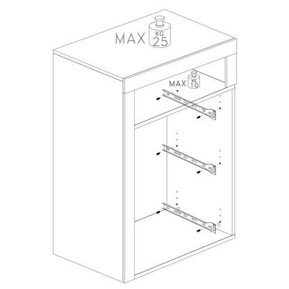 Lorenzo 3 Drawer White Gloss and Cadiz Oak Large Chest of Drawers - FurniComp